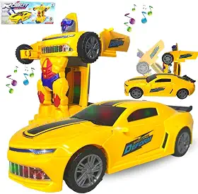 Carrinho Camaro Transformers Vira Robô Luz Som Bate Volta F