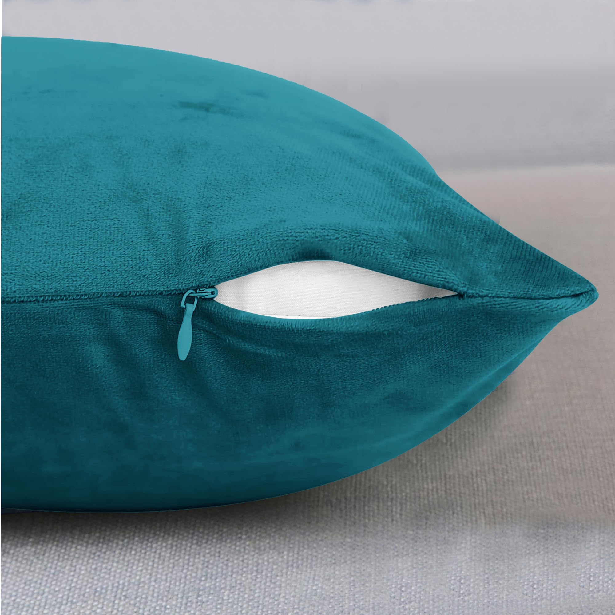 Imperial Rooms Cushion Covers 45 x 45 cm Pack of 2 Square Throw Velvet Pillow Cases Bedroom Decor Cushion for Sofa Living Room Car (Teal - Image 2