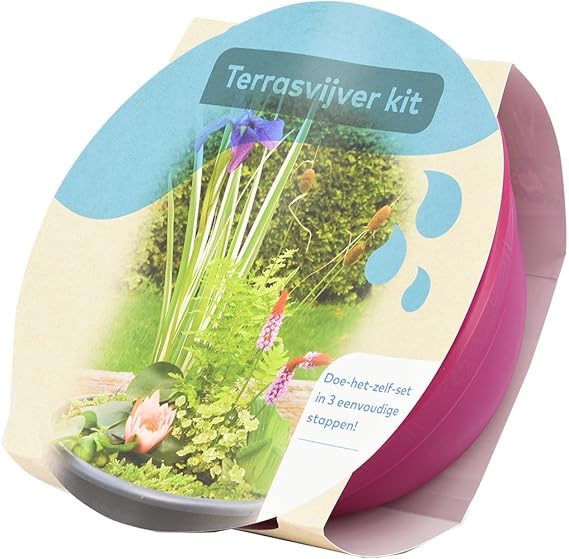 Image Moerings Patio Pond Set in Pink - Includes 3 Aquatic Plants, Basket, Soil and Gravel