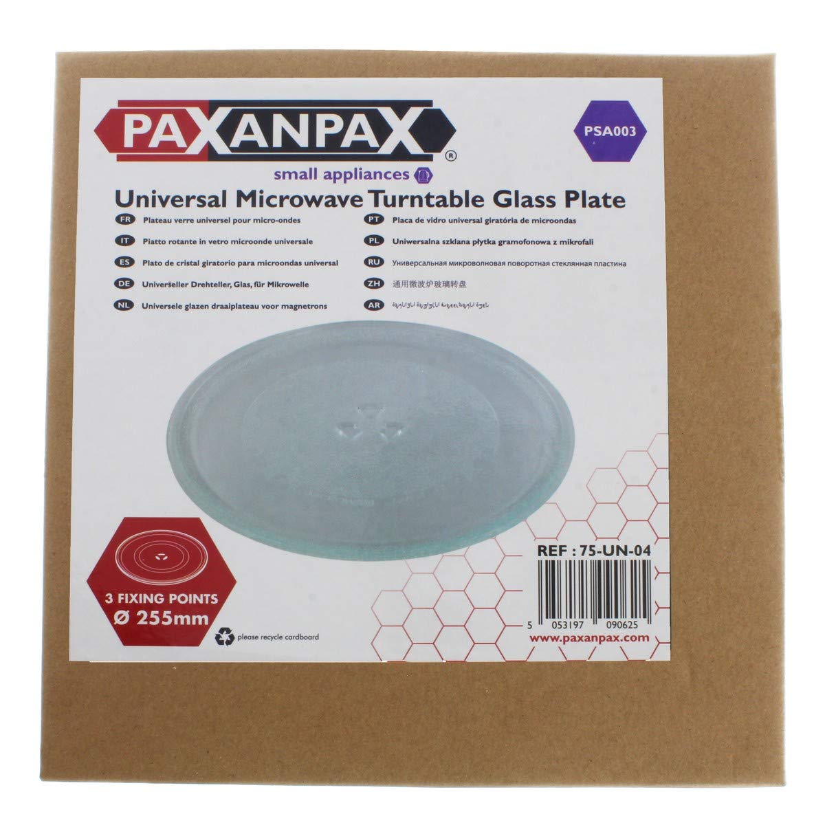 Paxanpax PSA003 Microwave Turntable Glass Plate with 3 Fixers (255mm) - Image 3
