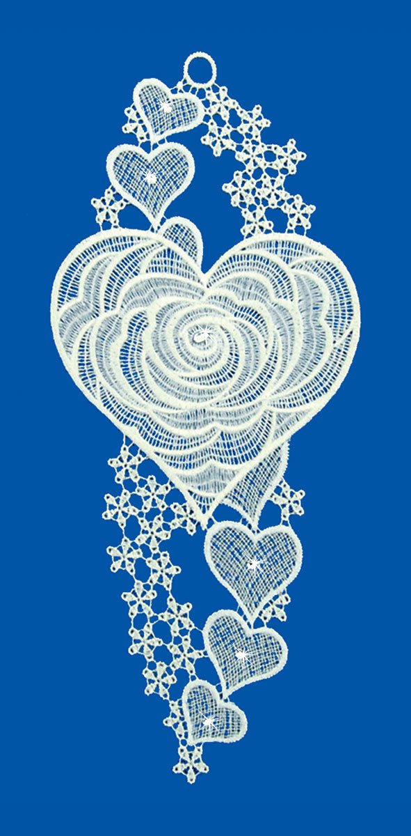 Fensterbild 'Butterfly' Aus Vogtländischer Spitze – Zarte Fensterdekoration, 28 X 15 Cm