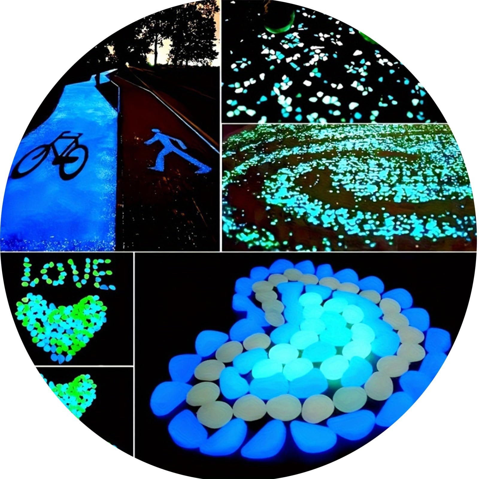 Pack da 300 Pietre Fluorescenti Ciottoli Luminescenti Bianchi per Giardino, Acquario, Decorazioni Esterne Sicuri, Atossici, Senza Odore