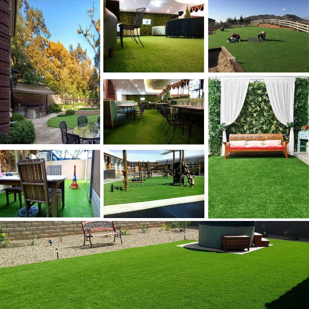 Artificial Grass Lawn Turf 6 FT x 8 FT(48 Square FT) 0.8inch Realistic Synthetic Grass Mat, Indoor Outdoor Garden Lawn Landscape for Pets,Fake Faux Grass Rug with Drainage Holes