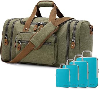 Gonex Canvas Duffle Bag with Gonex Compression Packing Cubes