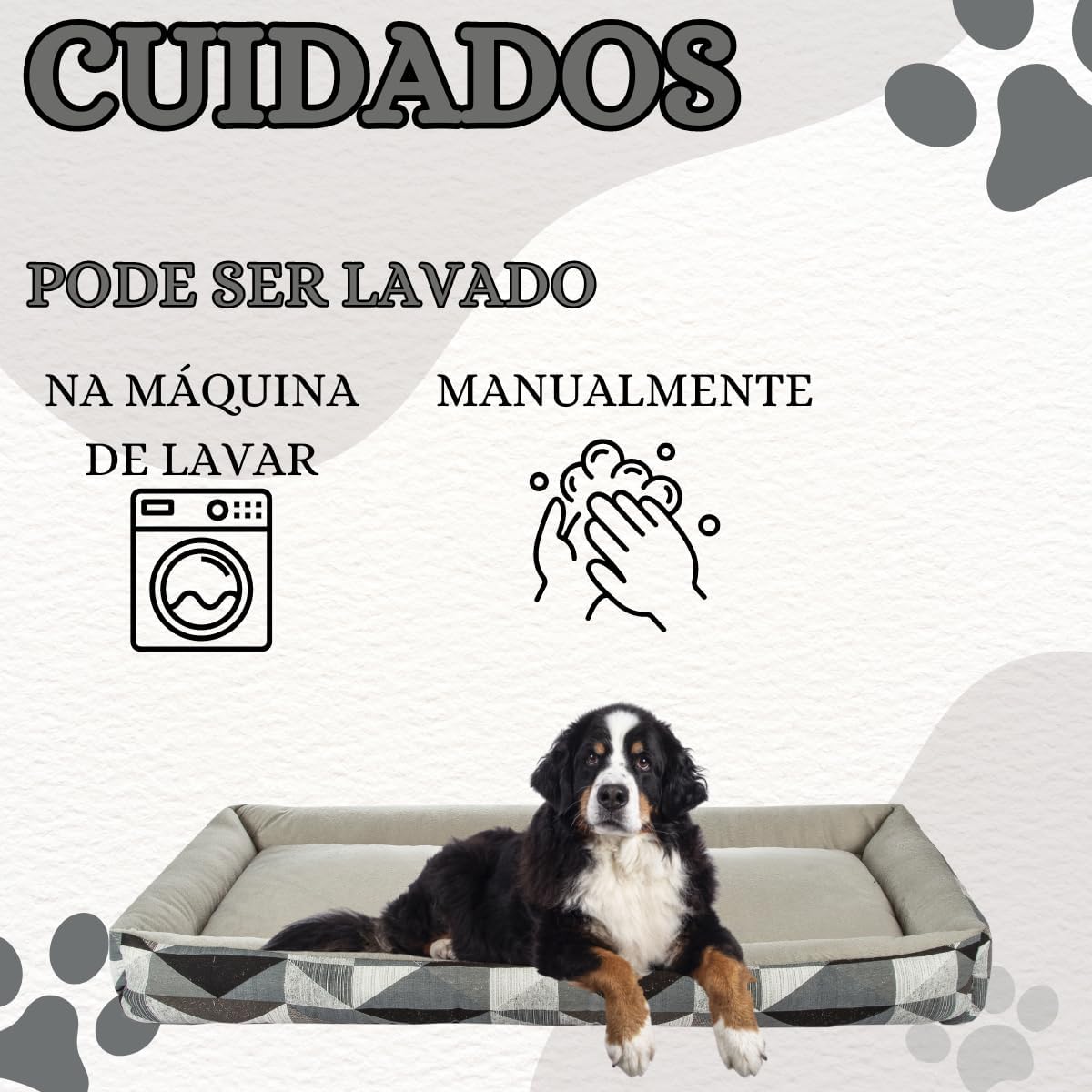Cama Pet Confortável Xg Extra Grande 100% Algodão com Mordedor de Pelúcia (Triângulo Cinza)