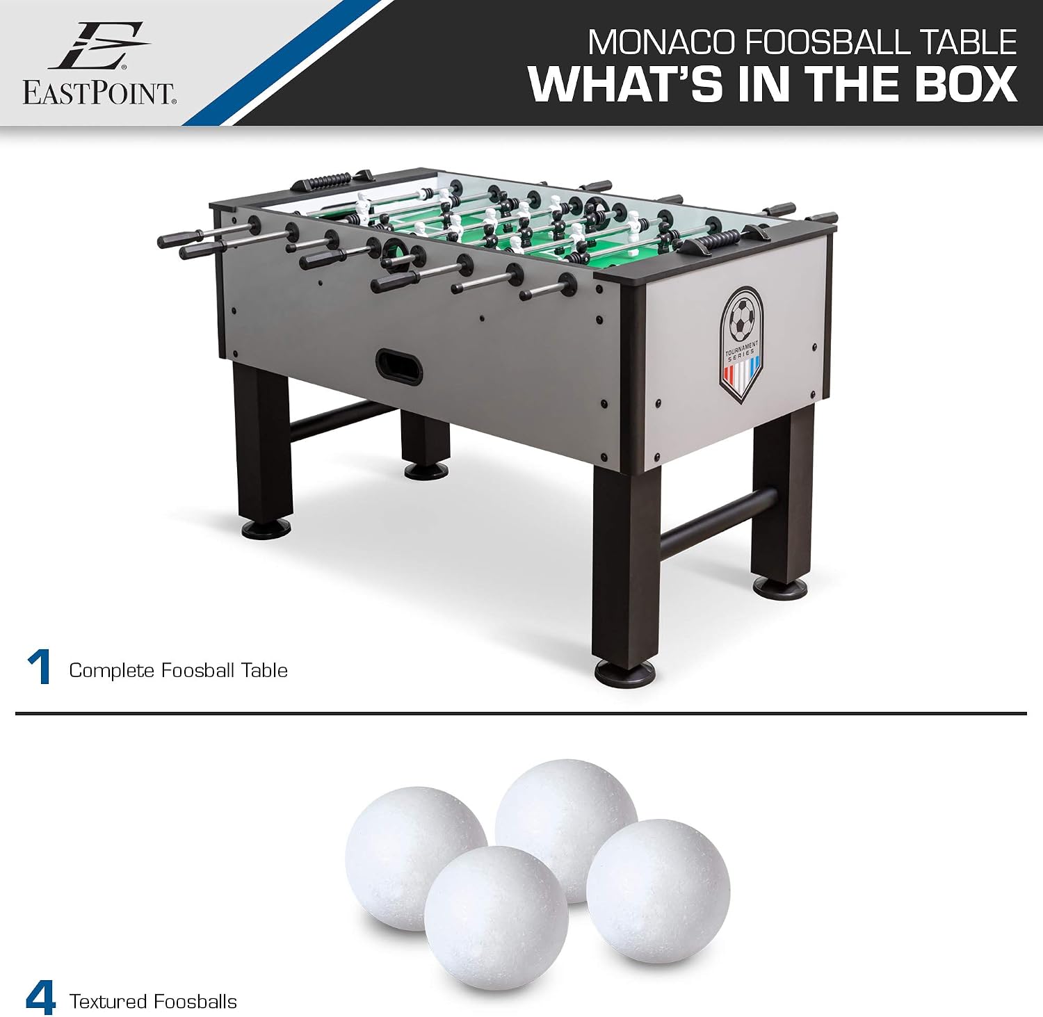 EastPoint Sports Official Competition Size Deluxe Foosball Table for Multiplayer Indoor Play - Includes 4 Foosballs