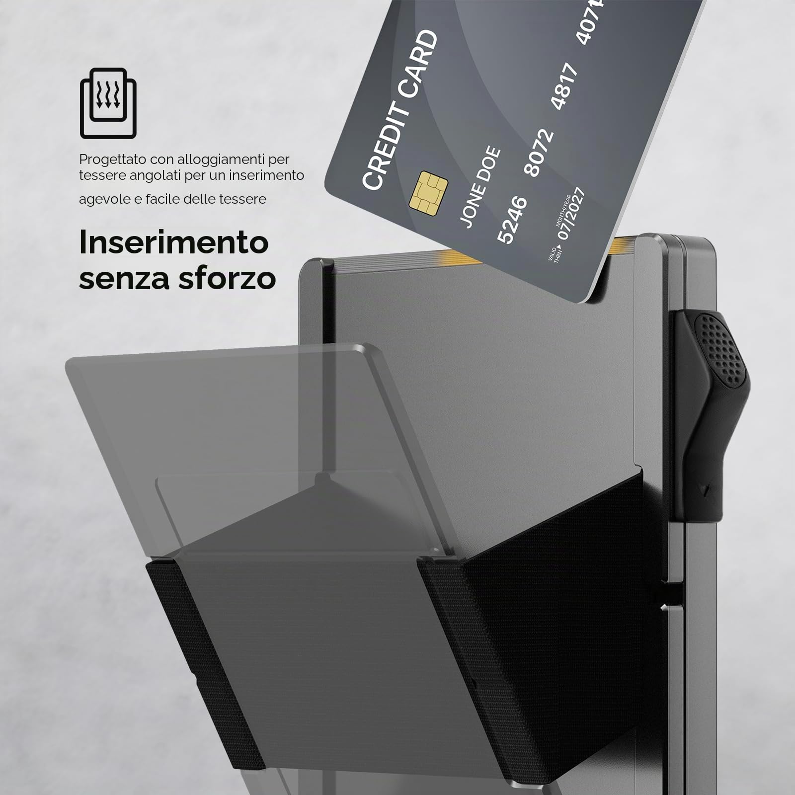 Fermasoldi in Metallo Uomo per 10-20 Carte e 20 Banconote, Porta Carte di Credito Pop-up con Blocco RFID, Grigio