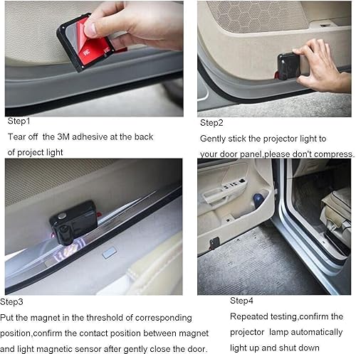 Miniatura 4 de 2 piezas 3D azul caballo puerta de automóvil escalón LED bienvenida logotipo sombra fantasma luz proyector lámpara sin taladrar puerta de automóvil