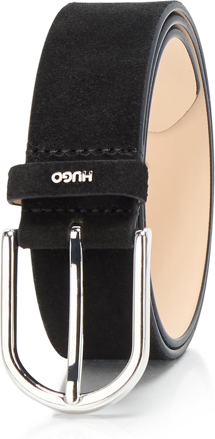 HUGO Women's Zoey Round Buckle Suede Belt