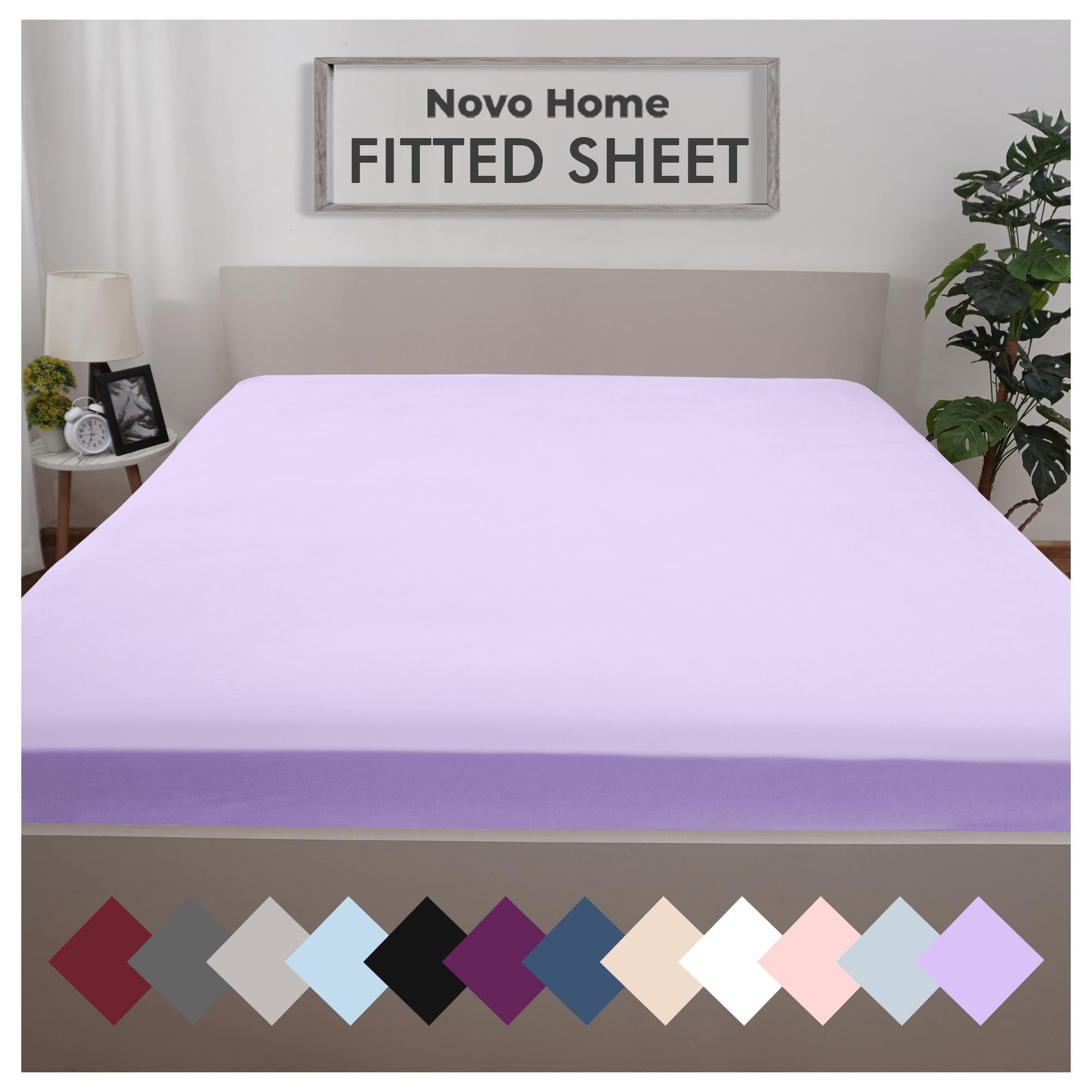 Lilac Fitted Sheet Small Double Beds (120×190 cm, Deep 30 cm) – Pack of 1 Soft Microfib...