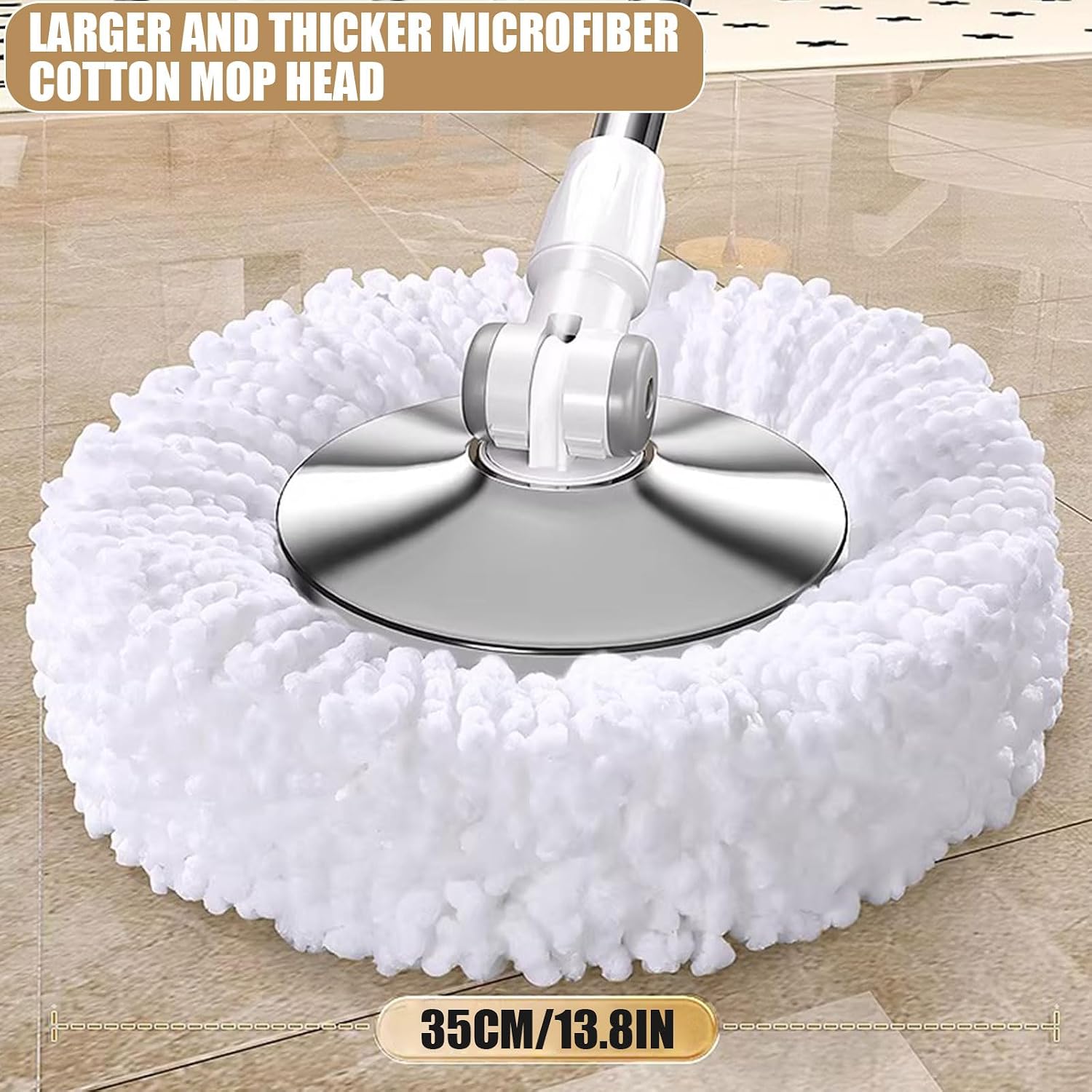 Spin Mop Bucket with Wringer System 360° Swivel Mop Head with 5 Replacement Pads for Floors Cleaning for Hardwood Tile Laminate