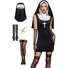 For G and PL 5 Pcs Womens Halloween Nun Sexy Sleeveless Mini Dress Costume XS-XL