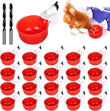 20 Pcs Automatic Water Cup for Chickens with Drill, Water Dispenser for Chickens, Automatic Drinkers for Poultry, Duck, Geese, Turkeys