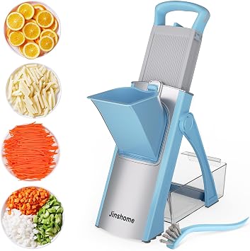 Upgrade Safe Mandoline Slicer Plus, Vegetable Potato Slice and Food Chopper Adjustable Thickness French Fries Cutter, Kitchen Chopping Artifact Blue