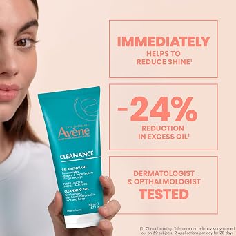 Avene Cleanance Cleansing Gel Soap Free Cleanser for Acne Prone, Oily, Face & Body, Alcohol-Free