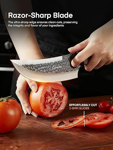 Miniatura 4 de D.Perlla Juego de cuchillos de carnicero de 3 piezas para cortar carne, juegos de cuchillos de chef serbio y cuchillo vikingo con mango de madera,