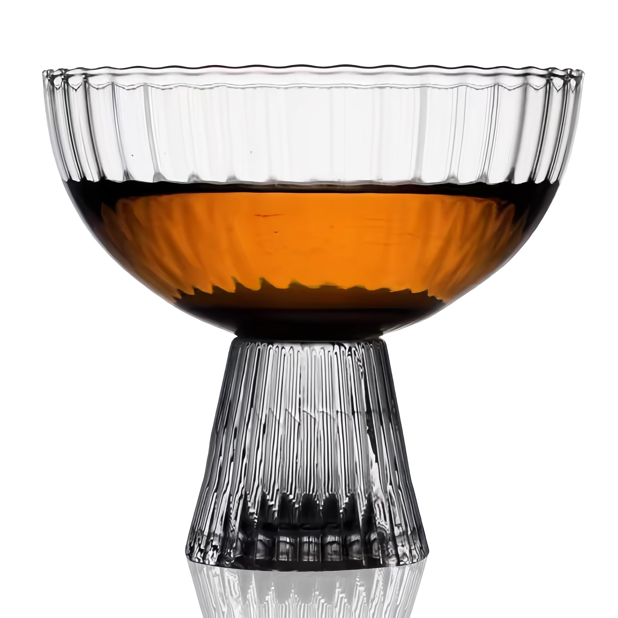 Unique Stylish Vintage Ribbed Cocktail Coupe Glass - 8oz Crystal Coupe Martini Glasses, Perfect for Drinking Cocktails, Martini, Margarita Bar Glasses