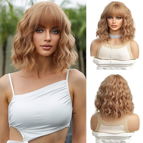 Esmee Short Wave Strawberry Blonde Bob Wigs for Women Shoulder