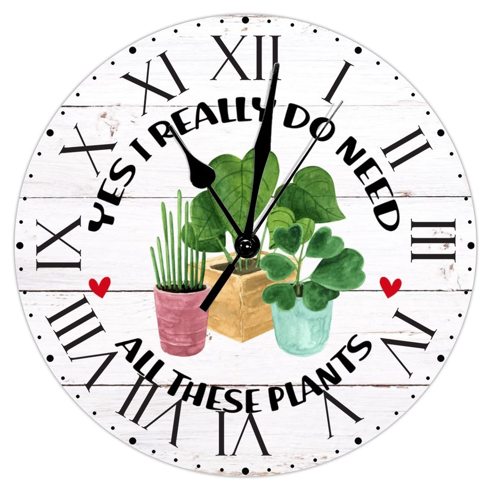 Horloge murale plantes en PVC de 30 cm avec chiffres romains pour decoration maison
