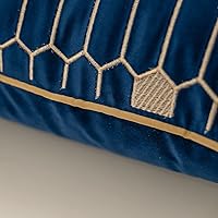 Vista 5 de Funda de almohada lumbar de terciopelo a cuadros geométricos de 12 x 20 pulgadas, funda de almohada decorativa moderna rectangular de cuero bordado