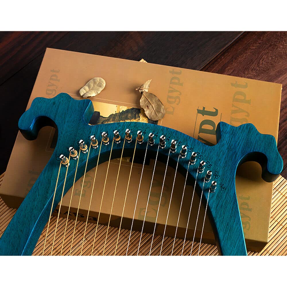 Lyre Harfe - Arpa de 16 cuerdas metálicas de caoba con llave de afinación, instrumento vintage para amantes de la música principiantes (ciervo azul)