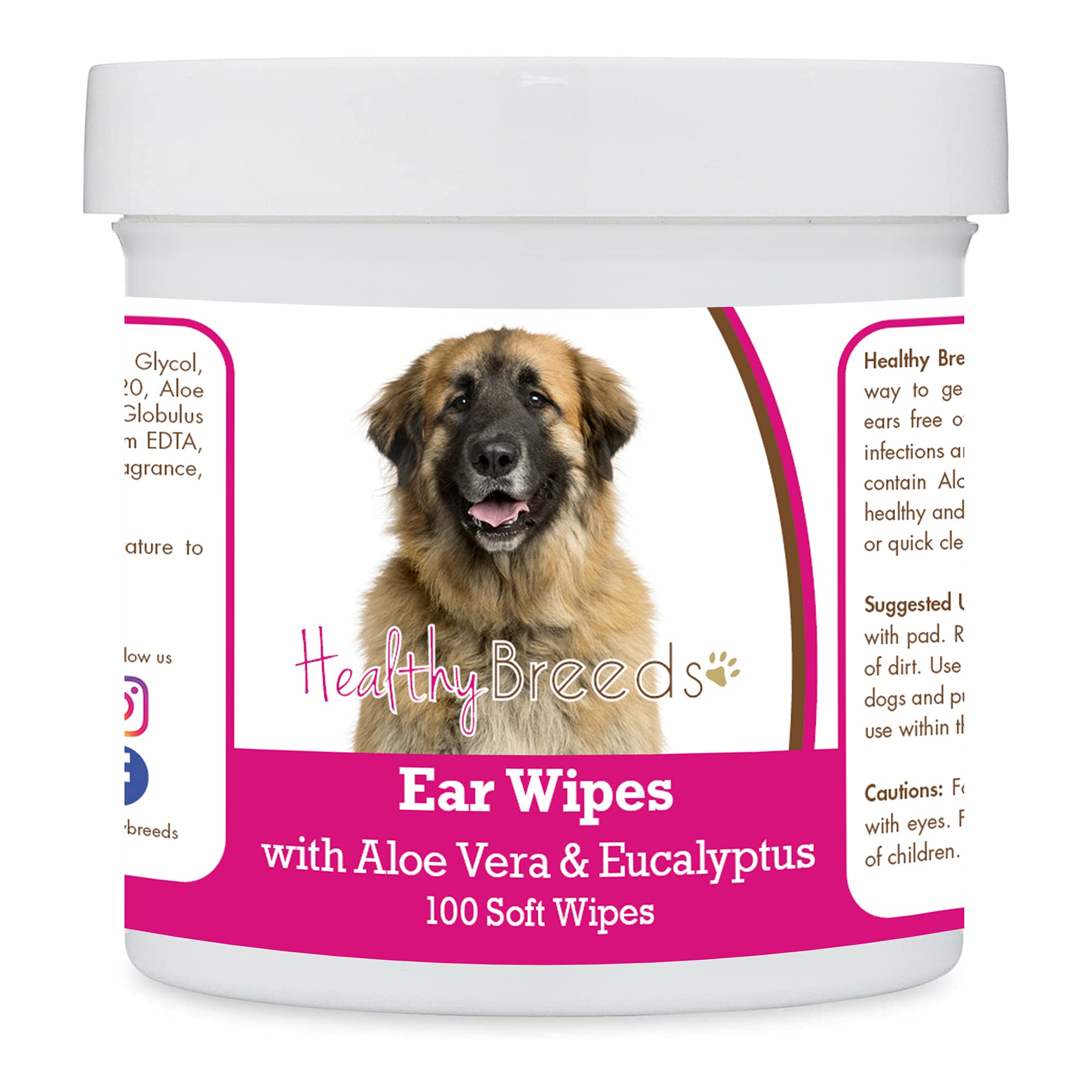 Healthy Breeds Leonberger Ear Cleaning Wipes with Aloe &amp; Eucalyptus for Dogs 100 Count