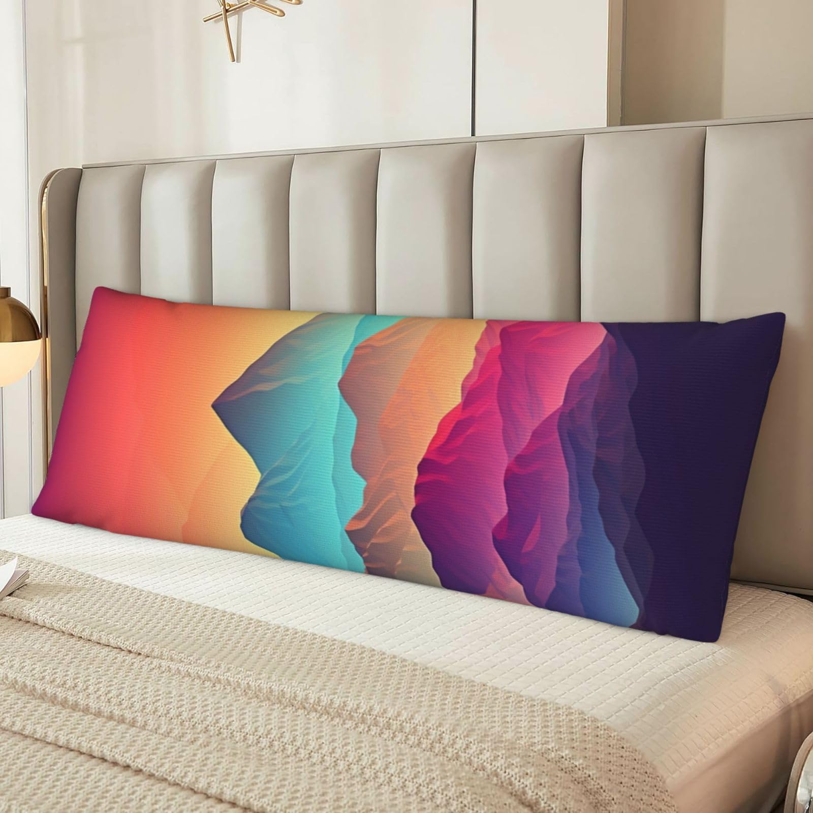 Color Mountain Gradient Body Pillow Case Cover, Microfiber Long Pillow Cases, Ultra Soft and Cozy Plush Body Pillowcase Decorative Long Bed Pillow Cover for Sleeping 20x54 Inches