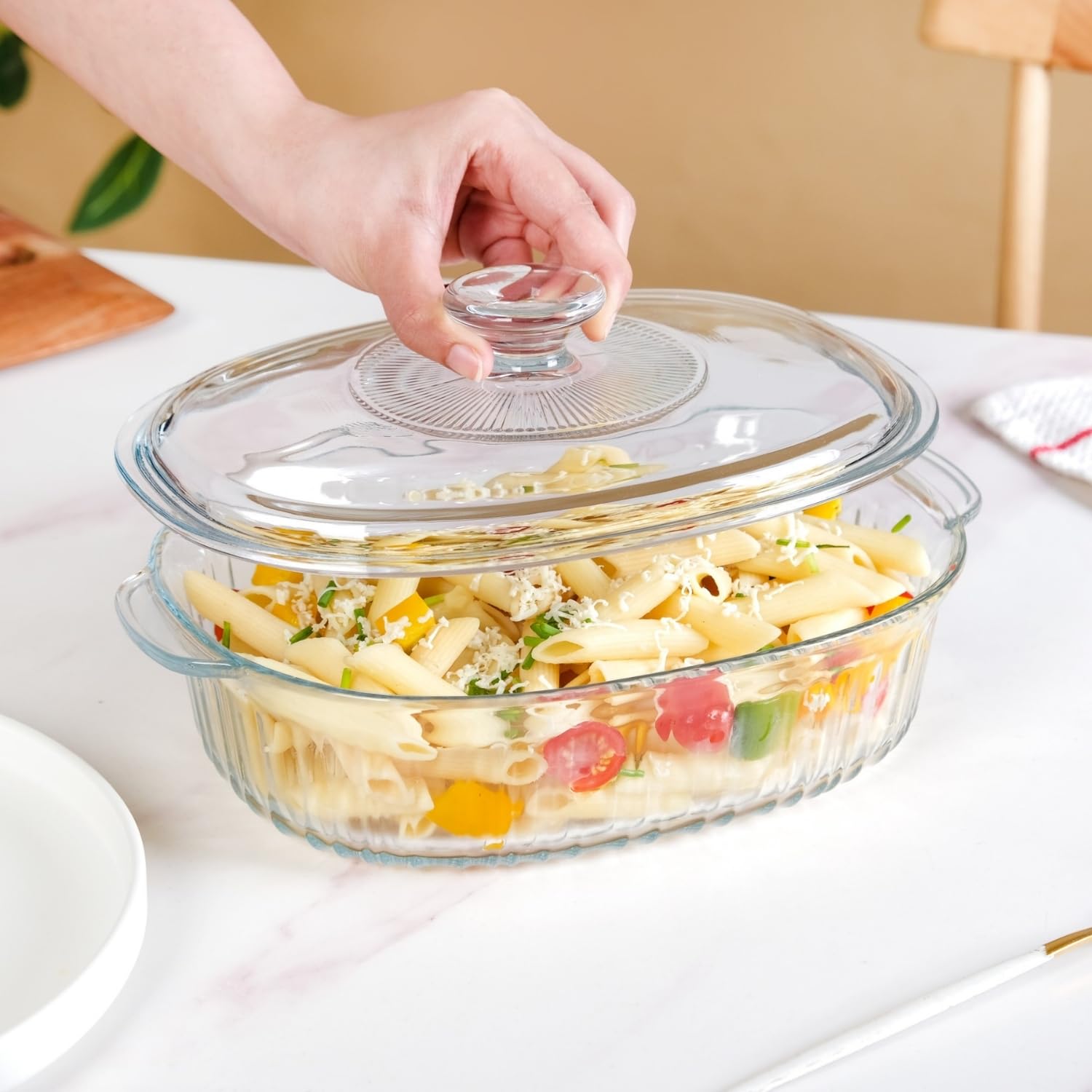 Nestasia Glass Containers with Lid | Microwave Safe Heat-Resistant Glass Casserole for Baking, Serving, Food Storage (1800 ml)-image-40