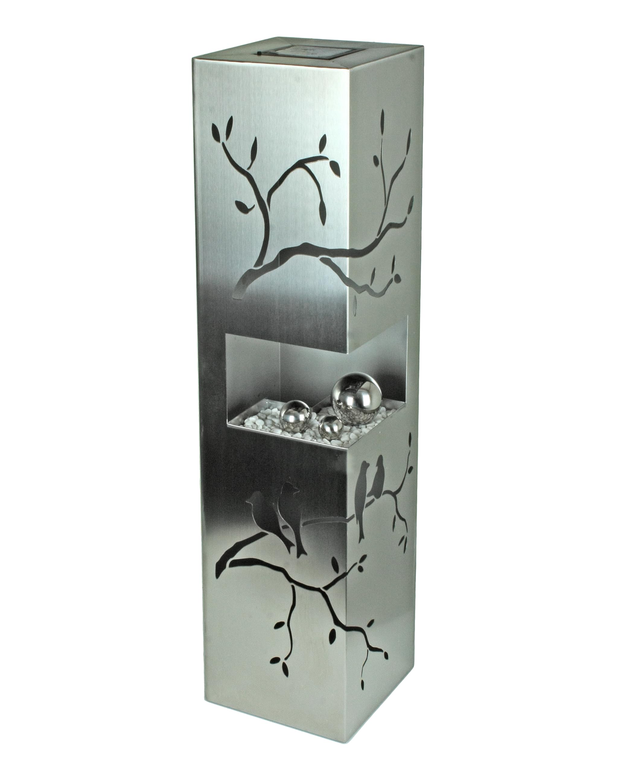 DELUKE Dekosäule Tours - Edelstahl Silbergrau 100x25x25cm | Dekoration Wohnzimmer Büro