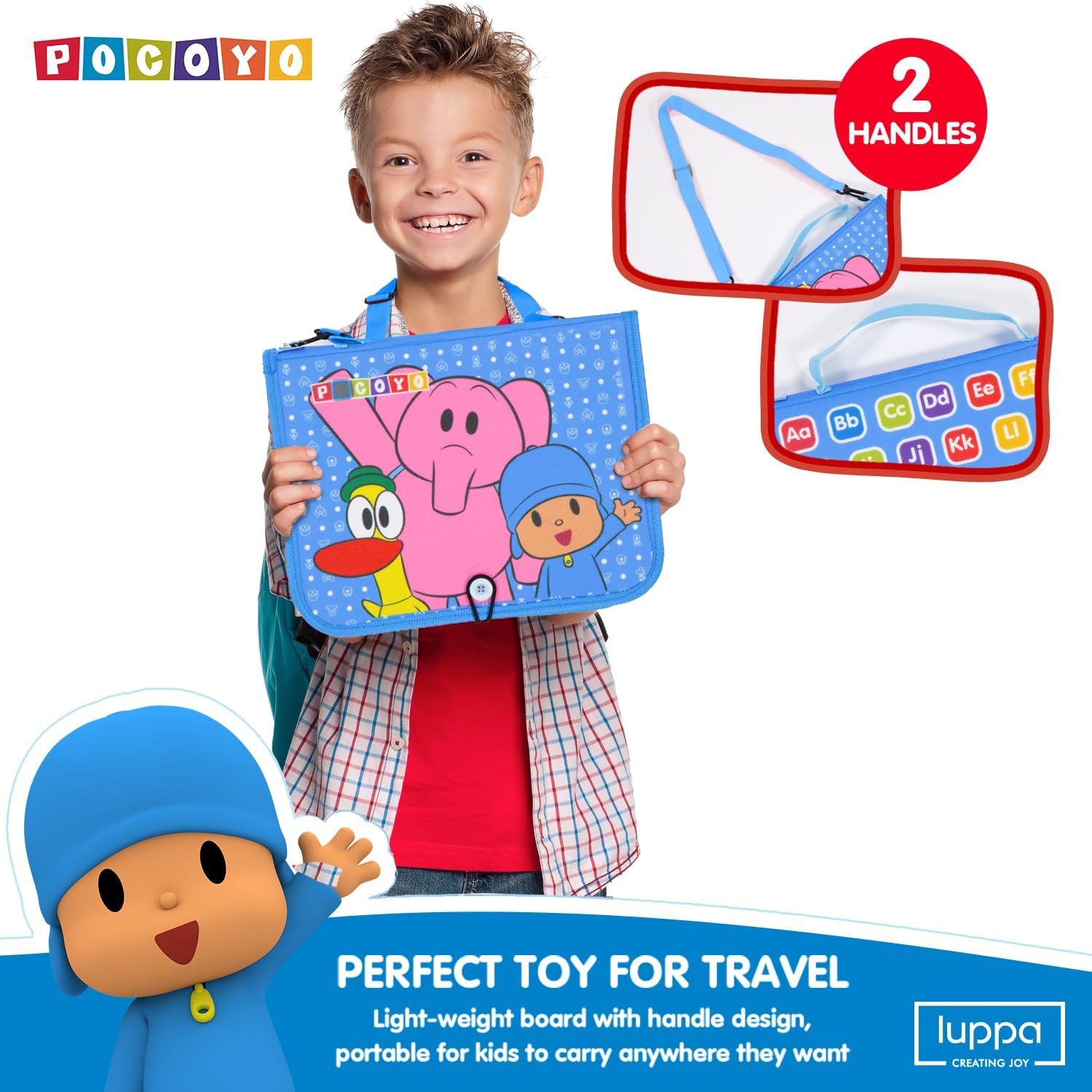 LUPPA Pocoyo Montessori Busy Board - Preschool Learning Fun with Alphabet & Numbers, Ideal Educational Travel Toy for 3-4 Year-Olds (Busy Board)
