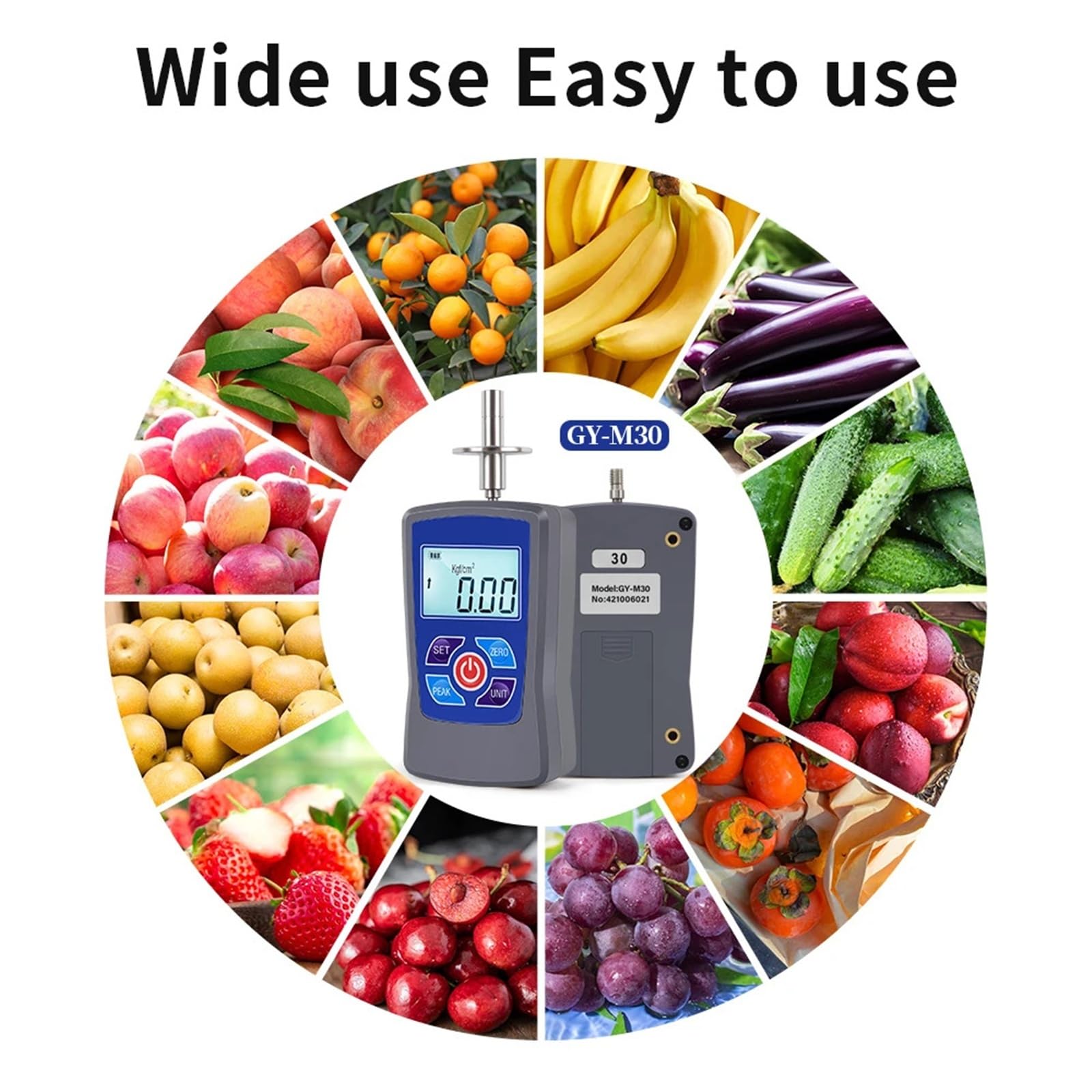Mini probador de la dureza de la fruta de Digitaces del probador de la dureza de la fruta de Digitaces con el contraluz