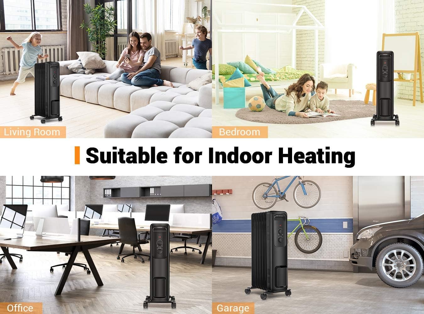 Buy Space heater, KopBeau 1500W Oil Filled Radiator Heater with 3 Heat