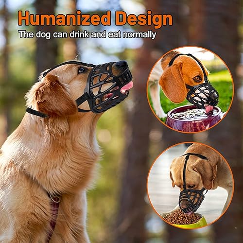 Miniatura 4 de Bozal para perro, difícil de caer, transpirable, para perros grandes, medianos y pequeños, bozal suave y ajustable para perros que permite beber y