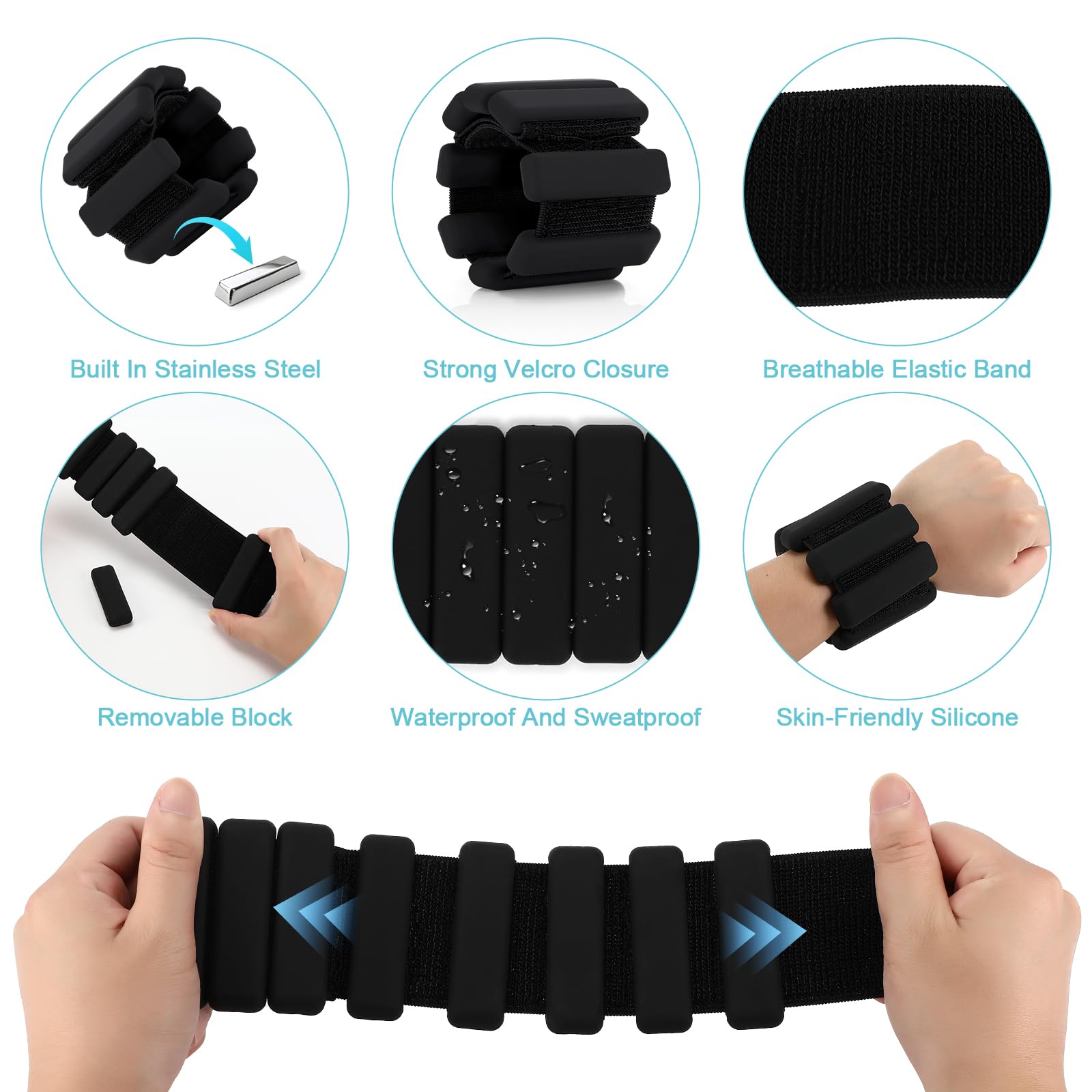 Lestes Chevilles Et Poignets élastiques - 2 Pièces Pour Yoga Danse Gym