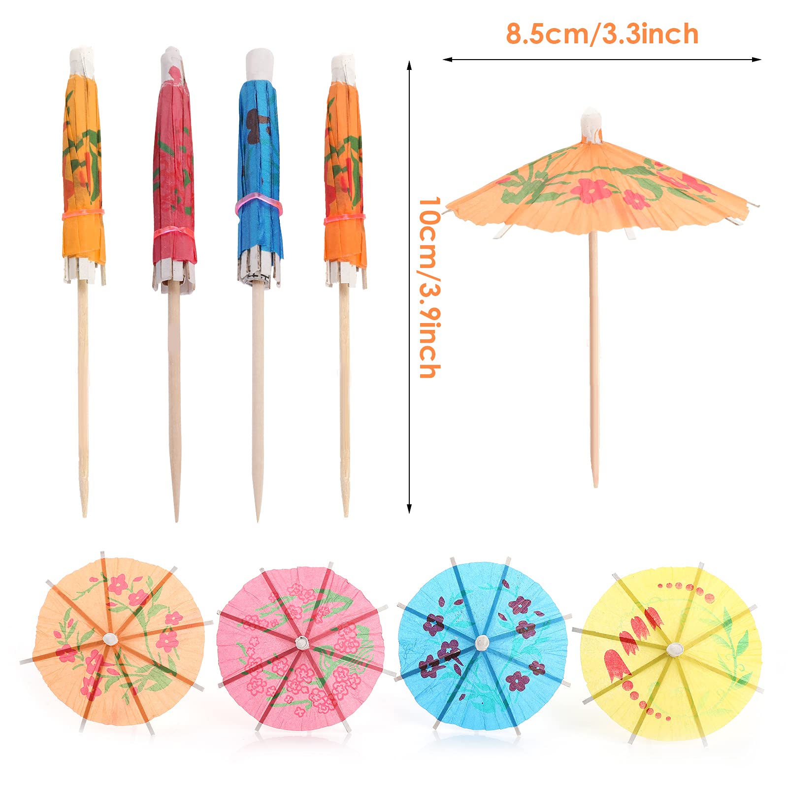 50 Stück Cocktail Schirmchen - Bunte Papierschirmchen Für Party Drinks