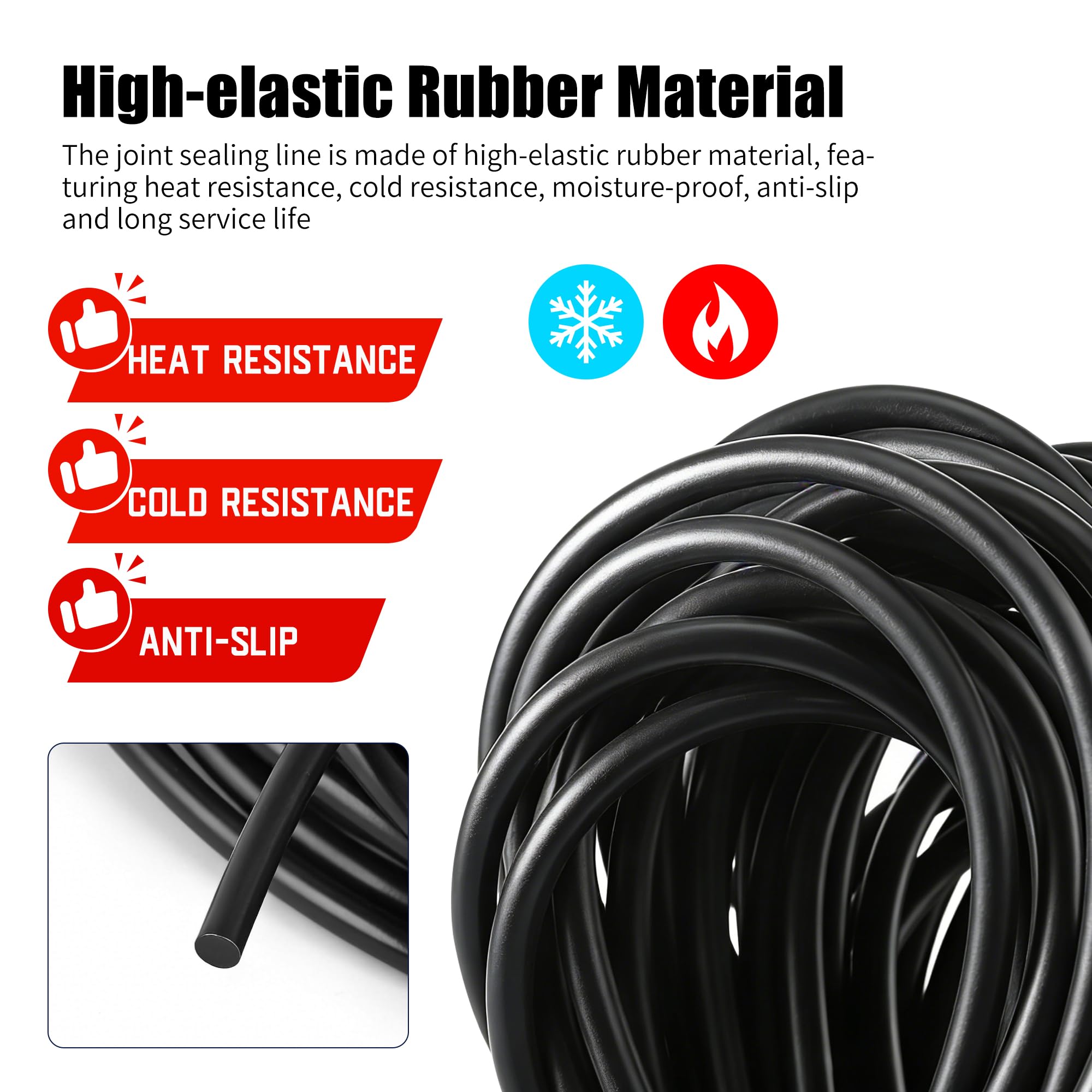 15 Metri Nastro Tenuta Gomma Espansa Diametro 4mm Gomma Cordone di Tenuta Rotonda Cordone Sigillante Nero per Giunti per Sigillatura delle Cuciture di Porte Finestre