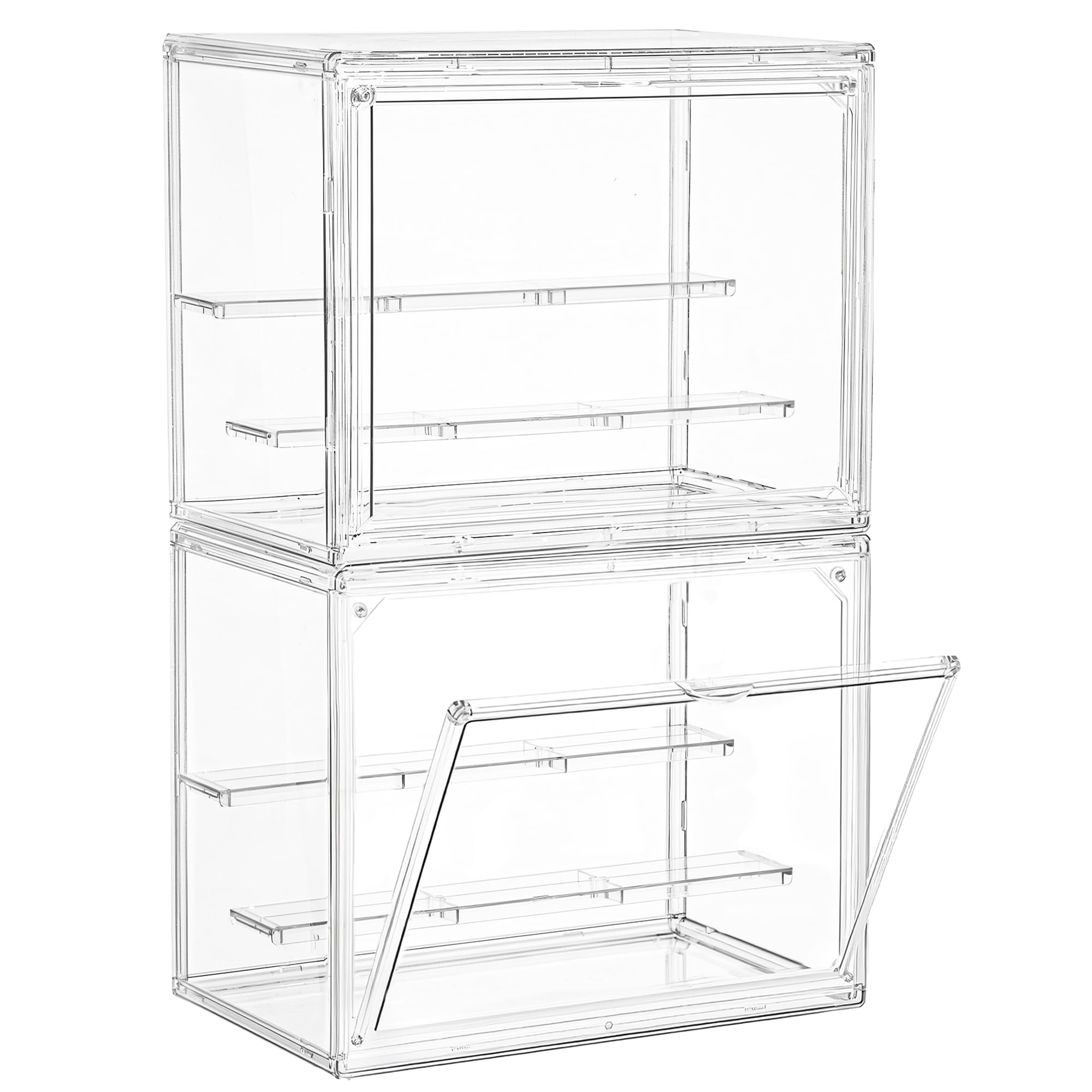 Small 3 Layer Acrylic Display Case Stackable Box for Collectibles,2 Pack