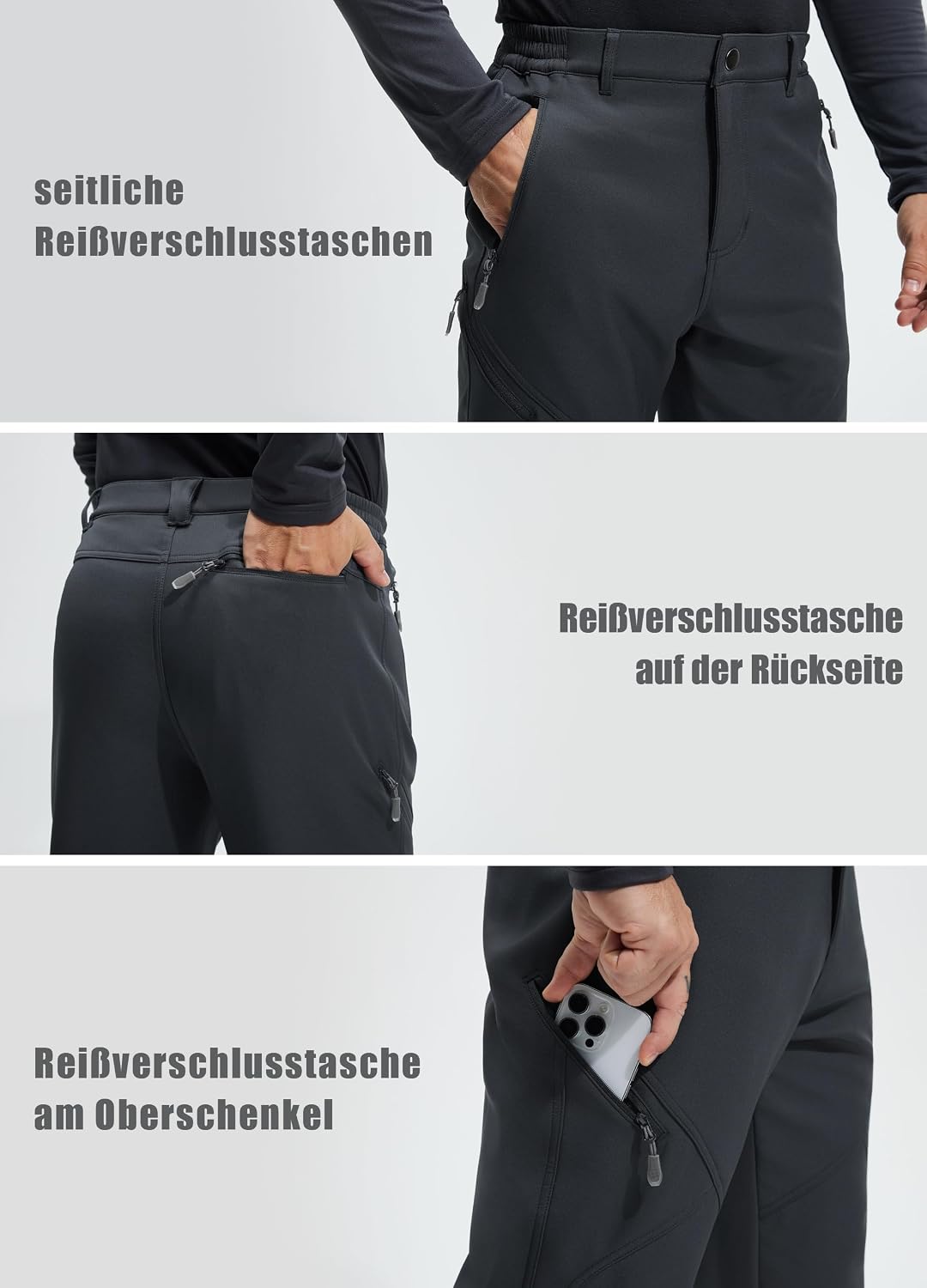 Pantalon MTINF Tactique Avec 9 Poches D'hiver Softshell Doublé Polaire