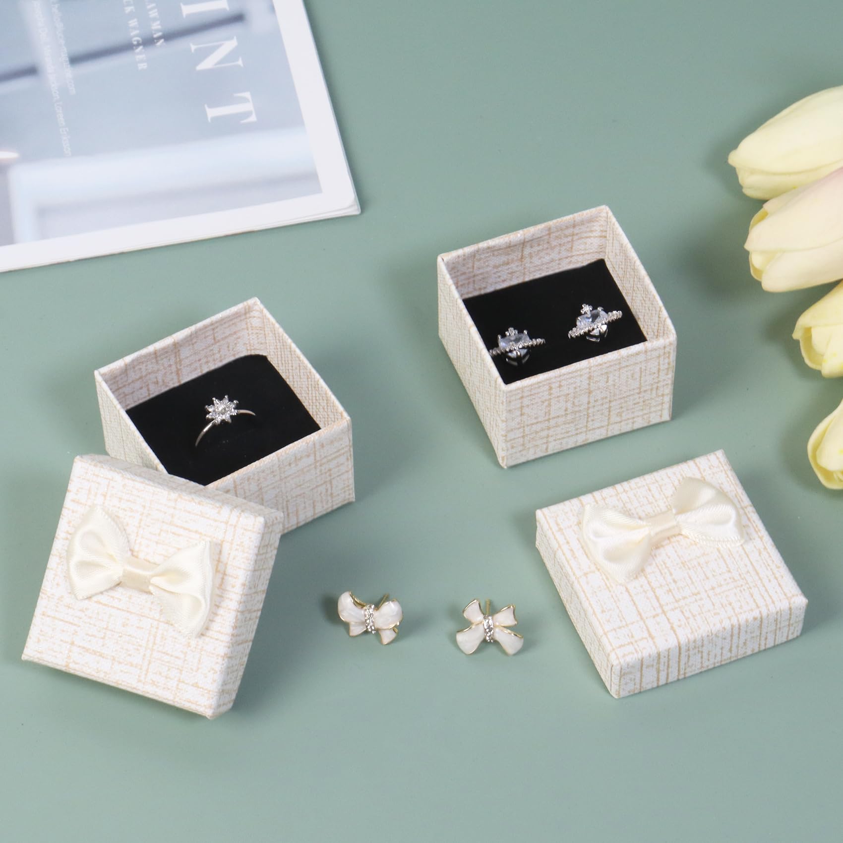 Nideen Confezione da 12 scatole regalo per anelli e gioielli, 5 x