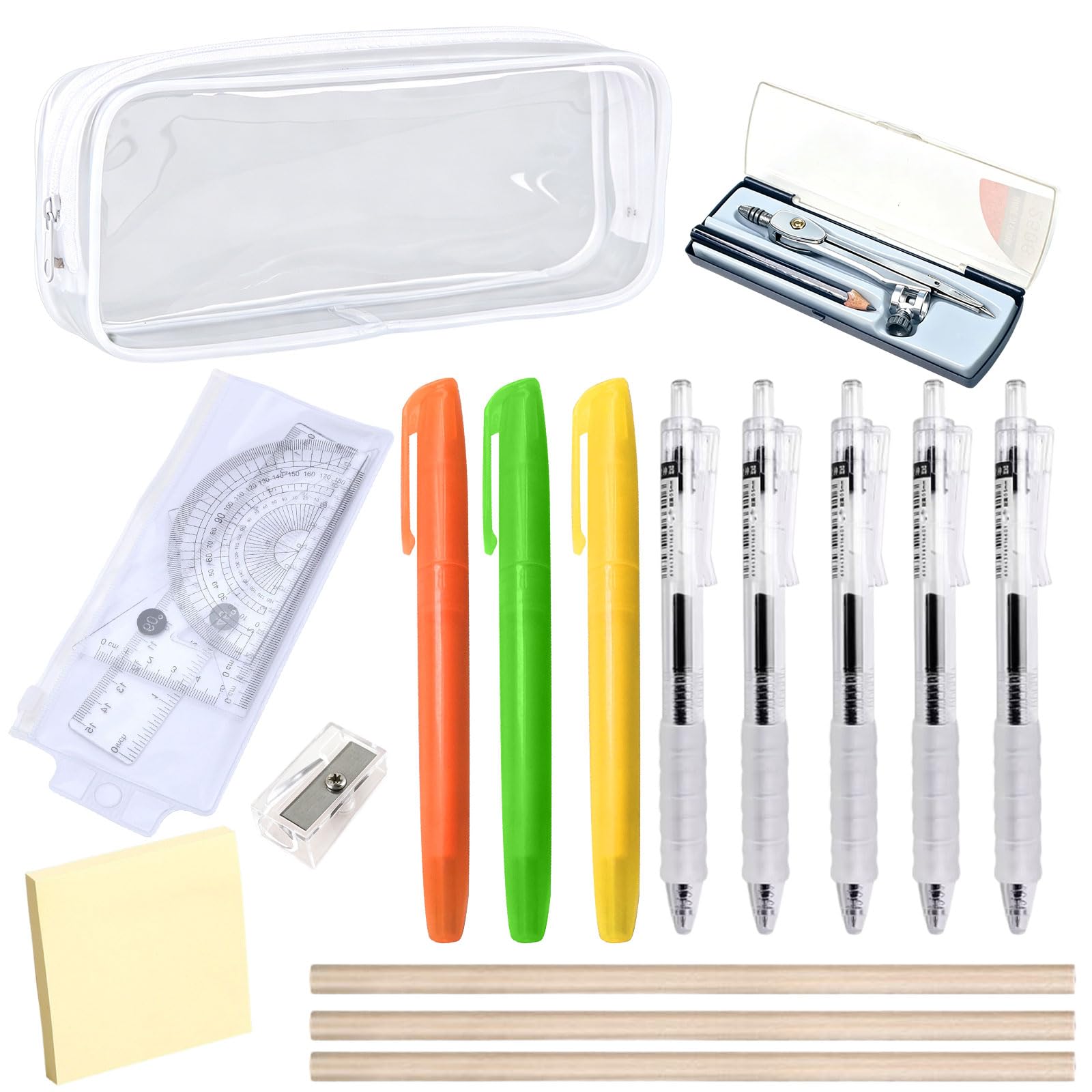 Stationary Kit, 20 Pcs Stationery Set for Secondary School Maths Sets