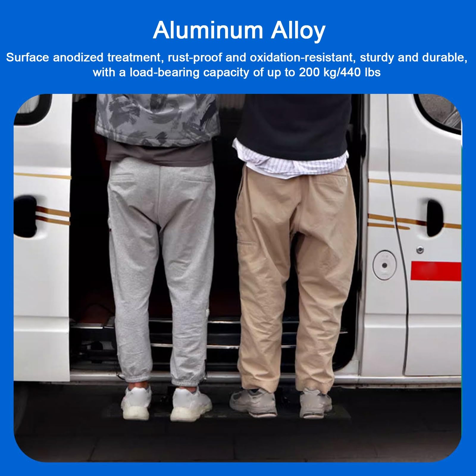 Escalon para Caravanas, Escalón Plegable Eléctricos, con Interruptor de Seguridad, Antideslizantes, de Aleación de Aluminio, Soportan hasta 200 kg