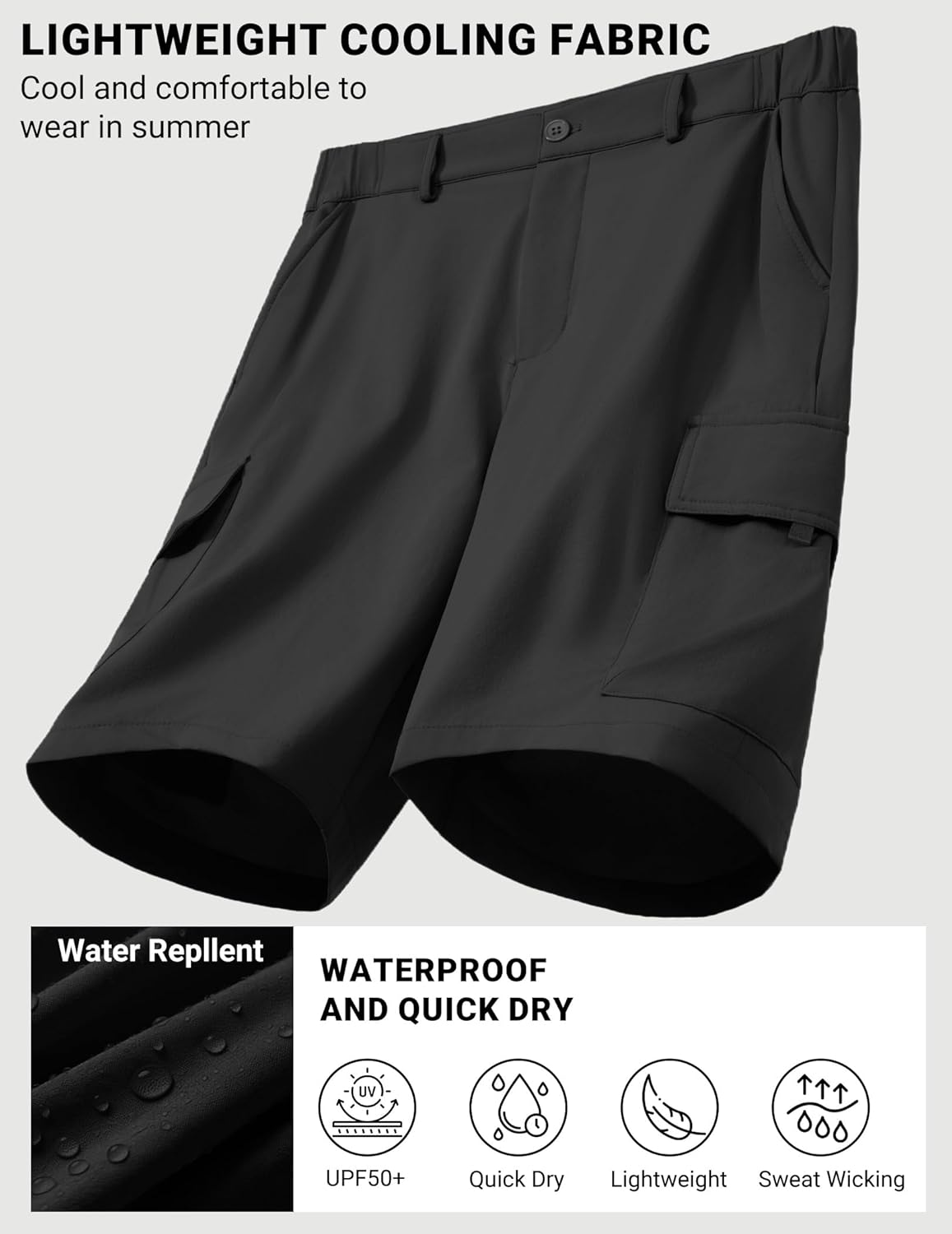 COOFANDY Mens Casual Shorts 9" Lightweight Cargo Shorts for Golf Hiking Work Fishing with 5 Pockets - Image 6