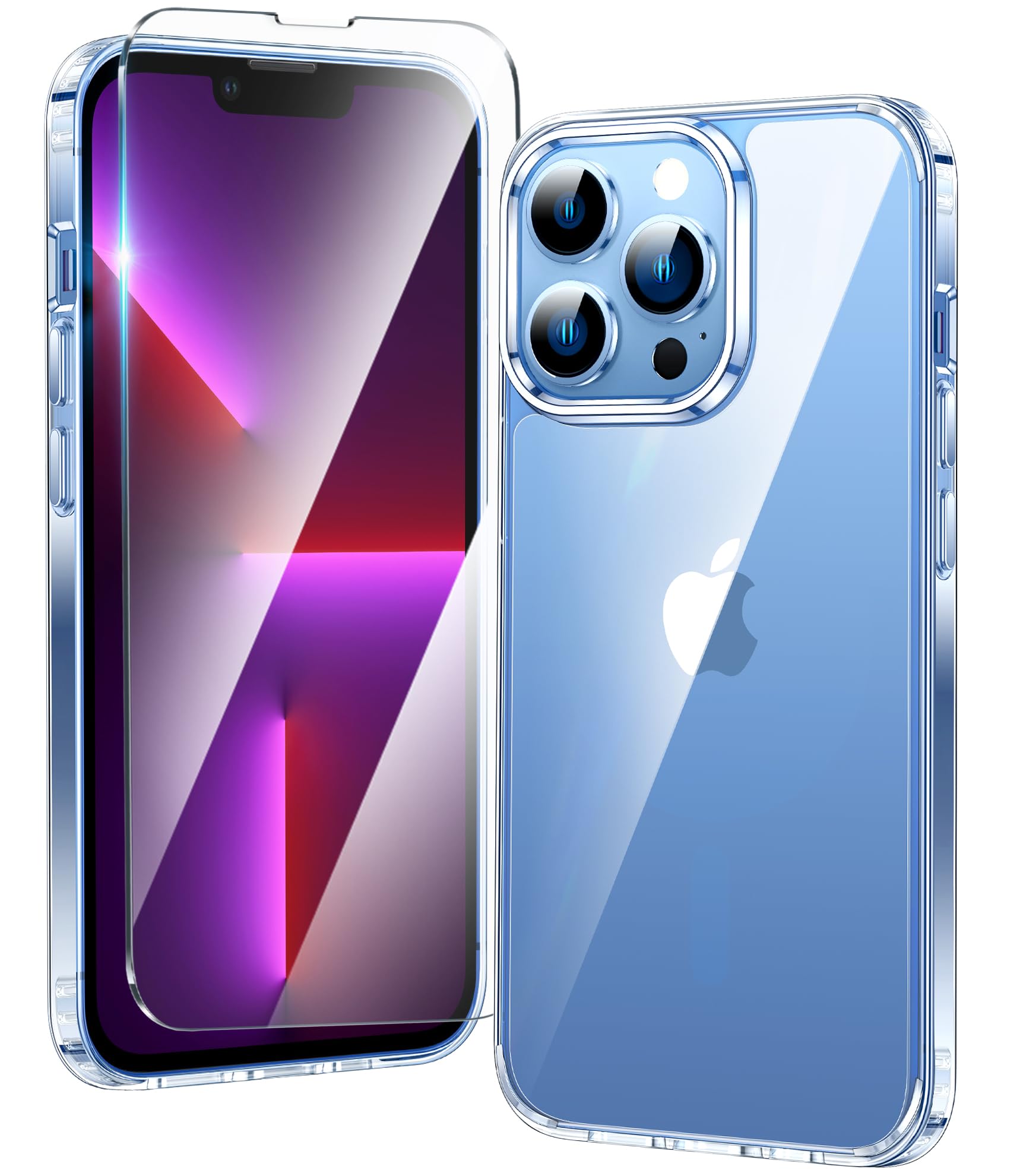 FNTCASE for iPhone 13 Pro-Max Phone Case Clear Anti Yellowing Cover | Military Grade Drop Protection, Slim Rugged Phone Cases, Shockproof Protective Bumper, Transparent Cell Cover