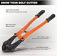 Vista 4 de KSEIBI 141585 Heavy-Duty Medium Size Bolt Cutter 24" for Cutting Fence, Steel Wire, Chain, Screws, Rivet, and Medium Padlock, with Soft Grip Rubber