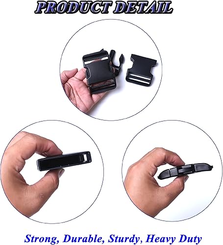 Miniatura 2 de Hebilla de liberación lateral, doble ajustable, sin clips de costura, hebilla de liberación rápida de repuesto para correas de nailon