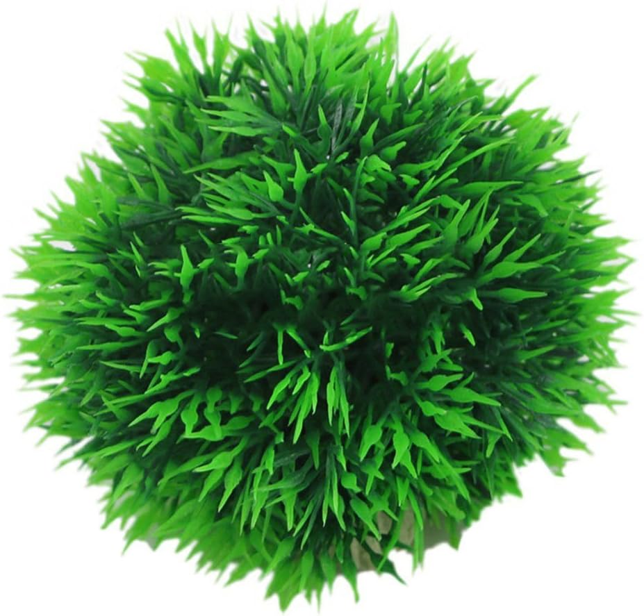 Aquarium Round Artificial Grass Ball Plastic Green Water Plant Fish Tank Decor GeBAYAJIAZit Green S