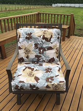 OctoRose Upholstery Fabric and Bonded Micro Suede Reversible 3 Side Zipper Sofa Bed Futon Chair Loveseat Covers Patio Chair Box Cushion Slipcover Canvas-BlueMix, PatioChairBack20x25+3.5inch