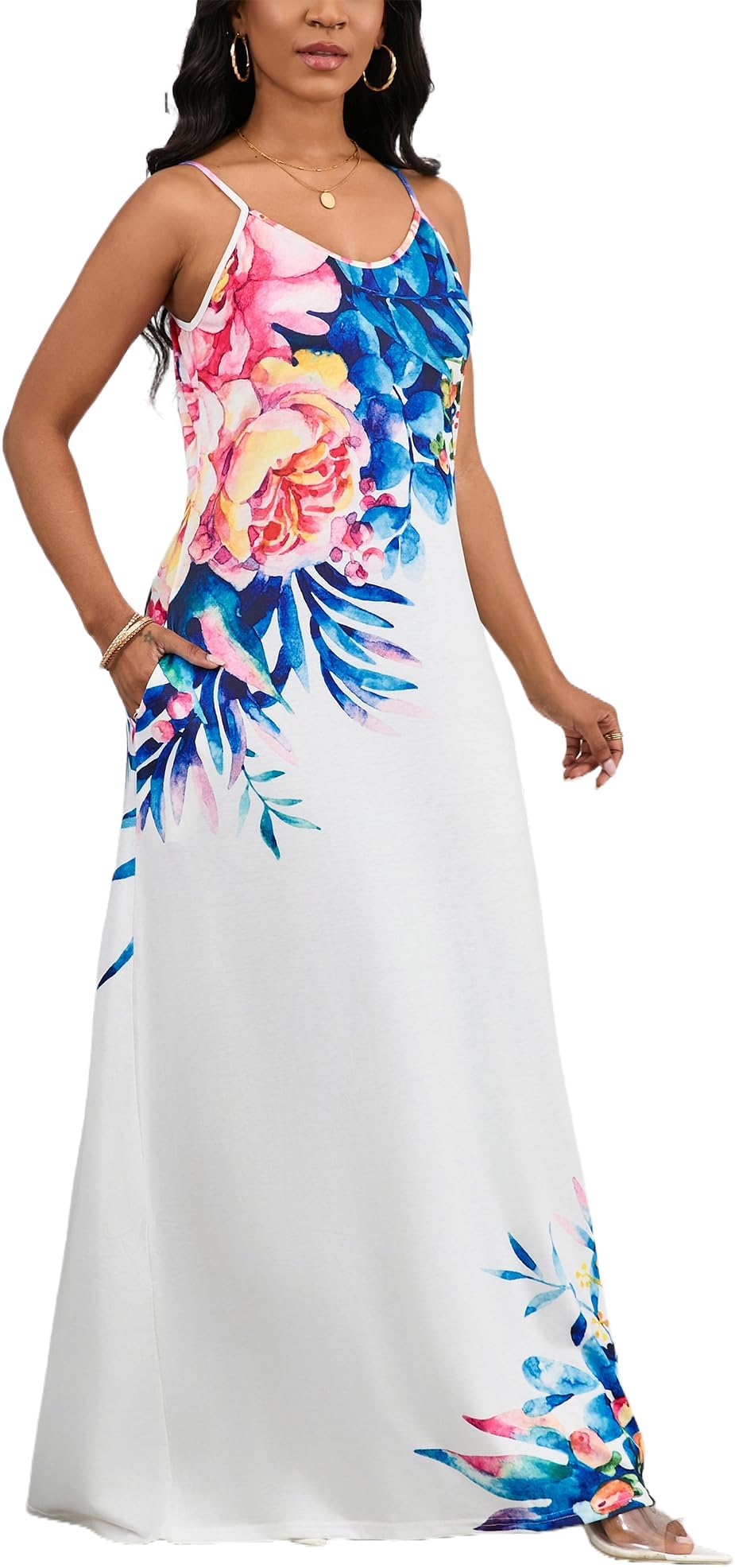 SheKiss 2026 Women's Casual Summer Floral Long Maxi Dresses Floor Length Sleeveless Plus Size Sundresses