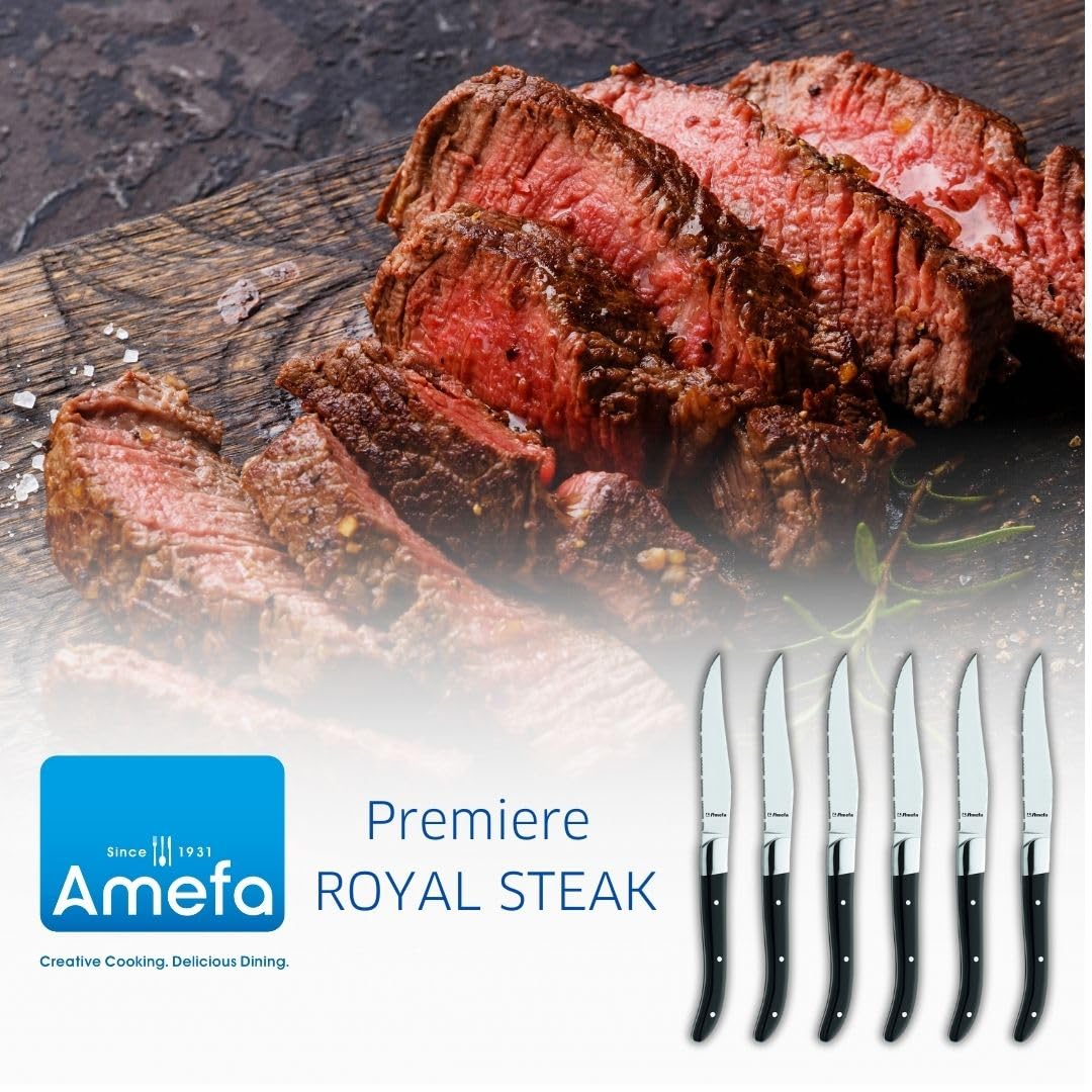 Amefa Royal - Set di coltelli da bistecca, colore: Nero