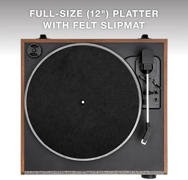 Victrola Eastwood LP - Bluetooth Record Player with Speakers - Walnut | Full-size turntable, 12 platter, built-in speakers, 3-speed, VINYLSTREAM Bluetooth out and in, RCA and headphone out